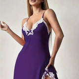 Womens Lingerie Sexy Lace Babydoll V Neck Sleepwear Cotton Nightgowns for Women Chemise