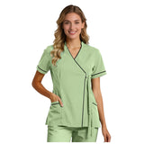 Top For Women Soft V Neck Open Front Scrub Tops Stretchy Short Sleeve Side Tie Shirts ropa de mujer
