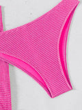 With Skirt Wrinkled Bandeau Bikini Female Swimsuit Women Swimwear Three-pieces Bikini Set Metal Ring Bathing Suit Swim Beachwear