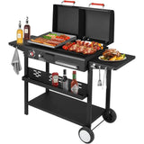 Ticify Dual Fuel BBQ Grill With Gas Griddle And Charcoal