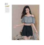 Swimsuit women's new Xia one shoulder camisole swimsuit ins conservative cover belly slimming split skirt swimsuit