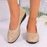 Comfortable Flat Bottom Mom ShoesSoft Surface  Work Casual Women's Footwear Breathable Hollow