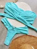 Sexy Bandeau High Cut Bikini Women Swimwear Female Swimsuit Two-pieces Bikini set Pleated Padded Bather Bathing Suit Swim
