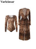 S - XXL With Cover Up Long Sleeve Leopard Printed Women Swimwear One Piece Swimsuit Female Padded Bather Bathing Suit Swim V7353
