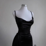 Y2k Hot Girls Pleated Spaghetti Strap Dresses Women Solid Color Sexy Backless Package Hip Slim Slit Long Dress Female Streetwear