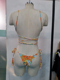 Print Triangle Bikini Set Women Split Swimwear Sexy Bandage Design Micro Bikini Beachwear Summer New Lady Swimming Bathing Suit