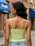 Women Tie-up Beaded Halter Bra with Camisole Slim Fit Summer Sexy Clubwear