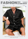 Men Satin Pajama Set Sleepwear for Man Summer Short Sleeve Button-Down Shirt & Shorts Pajamas 2 Piece Home Clothes Short Suit