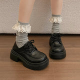 Elegant Lace-Up Platform Loafers for Women 2026 British Style High Heels Oxford Shoes Woman Preppy Style Pu Leather Shoes Female
