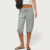 Low Rise Drawstring Yoga Wide Leg Pajama Pants Women Summer Capri Pants Casual Workout Sweatpants Knee Length Lounge Pants