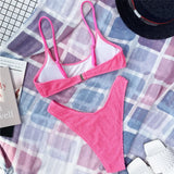 7 Color Sexy Padded Wrinkled Crinkled Bikini Women Swimwear Female Swimsuit Two-Pieces Bikini Set Bather Bathing Suit Swim V3032