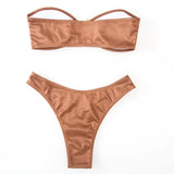 New Sexy Bandeau Strapless Bikini Female Swimsuit Women Swimwear Two-pieces Bikini set Padded Bather Bathing Suit Swim V4647D