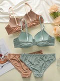 High Quality Sexy Lingerie Set For Women's Lace Up Steel Ring Push Ups 2-piece Set For Daily Underwear Set A2127