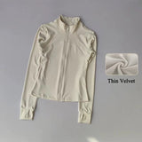 Women's High-End Velvet Yoga Jacket Stand Collar Long Sleeve Fitness Running Training Top for Autumn Winter Sports