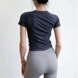 Women's Slimming Yoga Sports T-Shirt Quick Drying Breathable Summer New Fitness Short-Sleeved Yoga Fitness Wear