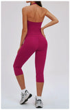 2PCS Workout Set Women Yoga Sets V Neck Cross Slim Sports Tank Top Athletic Wear Outdoor Tight High Waist Leggings Fitness Suits