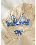 Toucheart Sexy Lingerie Set Blue Sexy Comfortable Lingerie Set For Women Simple Sexy Perspective Lace Pure Lust Lingerie Suit