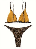 2024 Micro Leopard Bikini Women High Cut  Bandage Push Up Swimsuit Sexy Bathing Suit Padded Thong Swimwear,summer Beach Vacation