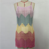 2025 New Colorful Hollow Out Crochet Knitted Tunic Beach Cover Up Cover-ups Beach Dress Beach Wear Beachwear Female Women K6522