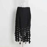 Dot Solid Minimalist Casual Skirt For Women High Waist Patchwork Zipper Irregular Hollow Out Skirts Female Fashion New OPM8