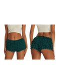 Solid Color Multi-Layer Mesh Short Pants Sweet Cute Bloomers Women Summer Ruffled Frilly Shorts