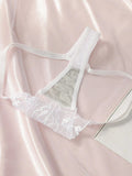 2pcs Ladies' New Lace Sexy Black And White Embroidered Flower Print Sexy Set Thong Underwear C2648