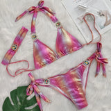 Glossy Sexy Bikinis 2026 Swimsuit With Rhinestones Women Swimwear Female Push Up Bikini Beach Swim Wear Bathing Suit Pool Bather