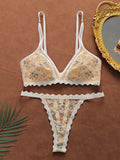 Beautiful thin bra Women's Lace Bralette & Thong Set No Wire Comfortable Underwear Sexy Lingerie for Women J2384