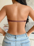 3Pcs Women Half Cup Lace Strapless Bra Adjustable Non-slip Off Shoulder Underwire Support Front Buckle Push Up Brassiere XS-L