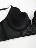Sexy Lace Women's Bra with Patterned Engraved Cups Deep V Minimizer Bra Underwire Push-Up Stylish Ladies Intimate Underwear