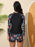 Women's Swimsuit Tankini Set Female Long Sleeves Swimwear 2025 Surfing Sports Pool Beachwear Two-Piece Bathing Suits With Shorts