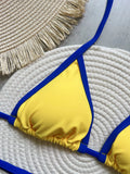 Solid color sexy embroidered Brazilian flag bikini set, women's swimsuit 2-piece set, summer beach bikini