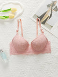 Pink lace gathered lifting sexy bra for all seasons daily women's underwear simple French style B6048