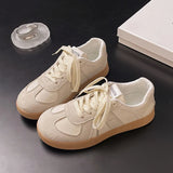 Silver Patchwork Platform Sneakers Women Thick Bottom Lace Up German Training Shoes Woman Spring Autumn Korean Non Slip Flats