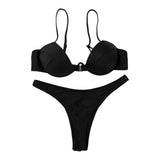 Women Push Up Two Piece Bikini Swimsuits Solid Color Bra Padded Swimwear Bathing Suit