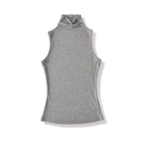 Spring Pure Desire Hot Girl Style Elastic Slim Fit Half High Collar Inner Layer Base Shirt Vest Solid Color Casual Fashion L25M