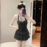 New High-end Popo Group Classic Bodian Cake Skirt, Slim Fit and Slimming One-piece Swimsuit for Women