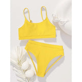 New Spiral Pit Strip U-Shaped High-Waisted Bikini Sexy Swimsuit Swimsuit Women Lightweight Fashion Classic Versatile Simple