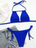 2025 Sexy Tie Side Strappy Halter Bikini Female Swimsuit Women Swimwear Two-pieces Bikini set Hollow out Bathing Suit Swim Lady