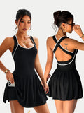 Womens Summer Dresses Tennis Dress w/Built-in Shorts Hotsweet Dress Sportswear Woman Gym Dresses Golf Outfits Sport Yoga Clothes