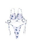 Trendy Women s Two-Piece Swimsuit Stylish Floral Butterfly Geometric Camouflage Print Bikini Set with Lace-Up Back Detail