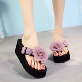 Bohemia Style Flower Platform Flip Flops For Women Summer Shoes Thick Sole Light Weight Girls Home Beach Slippers Wedge Sandals