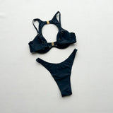 Black Color 3 Pieces Suit Women Sexy Hollow Out Micro Bikini Set+Skirt Cover-up Beachwear Female Bathing Suit Backless Biquini