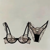 wholesome but hot French Lace Bra Set Flower Embroidery Ultra Thin Push Up Wirefree Niche Comfort CA Delivery S-XL MOYISU 32-38