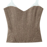 French Fashion Elegant Top Slim Fit Ribbed Waistband Tube Top Crop Top Camisole Vest Bustier Top For Woman Pure Desire EWKE
