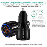 Vumpach Car Quick Charge QC 3.0 Mobile Phone Charger 2 Port USB Fast Car Charger for Samsung Xiaomi Ipad Sony Tablet Car Charger