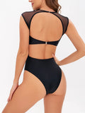 Sexy See Through Black Mesh Sheer Women Swimwear One Piece Swimsuit Female Monokini Backless Bathing Suit Swim Beach Wear Lady