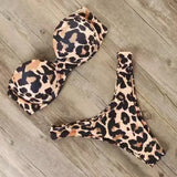 Leopard Ruffled Bra Cup Bikini 2025 Women Bandeau Swimsuit Female Swimwear Two Pieces Bikini Set Push Up Bathing Suit Swim Lady