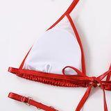 New Micro Bikini Set for Woman Chain Link Swimsuit Sexy Backless Neck Lace-up Bathing Suit Beachwear Female Push Up Swimwear