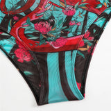 S - XXL 3PCS New Printed Long Sleeve With Pants Sarong Women Swimwear One Piece Swimsuit Female Bather Bathing Suit Swim V7180